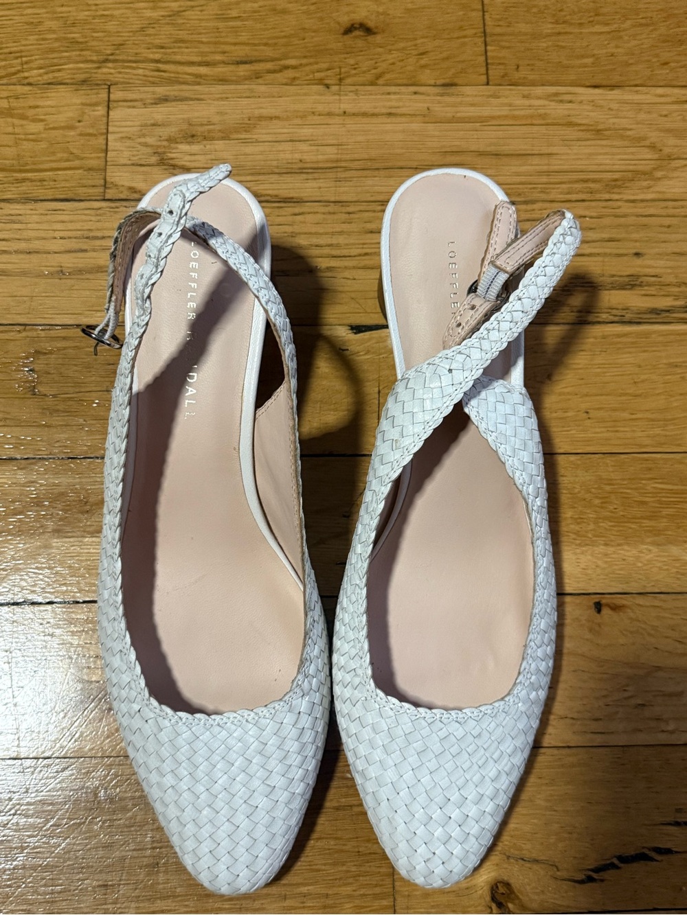 Loeffler Randall Martine Woven Slingback Heels in White - Size 8 - Picture 5 of 9